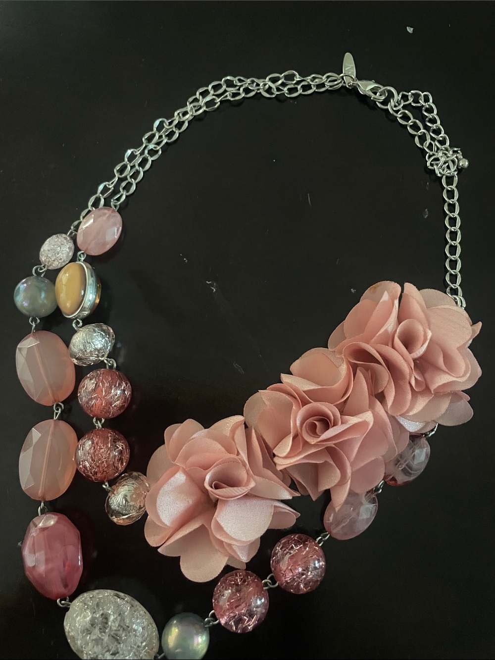 Elegant Pink Floral Statement Necklace